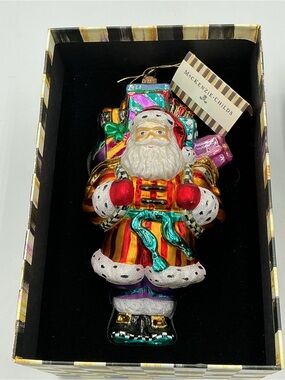 NEW MacKenzie-Childs Old Saint Nick Mouth-blown Glass Ornament Poland HTF NWT